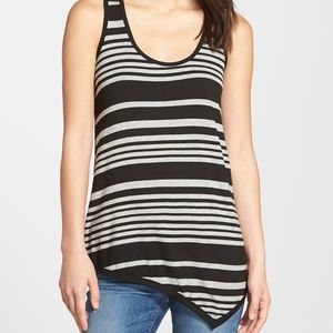 Bobeau Asymmetrical Navy Stripe Tank
